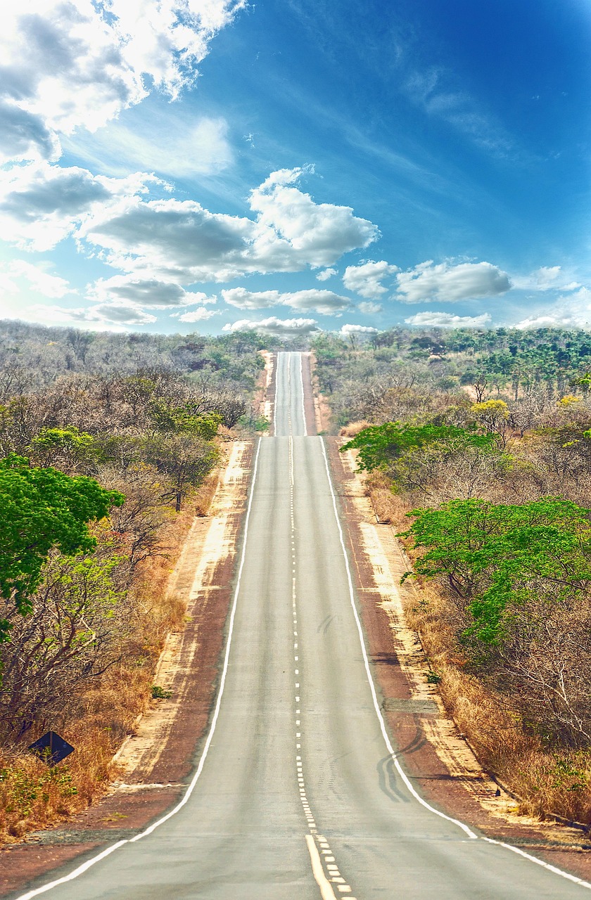 street, sky, clouds, panorama, trip, desert, nature, summer